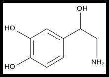 Formule topologique de la molécule noradrénaline